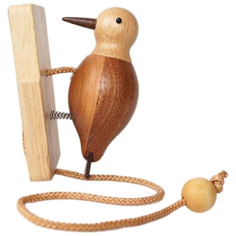 Heurtoir en bois rétro en forme de pic-vert - Cadeau de pendaison de crémaillère unique (1/5)