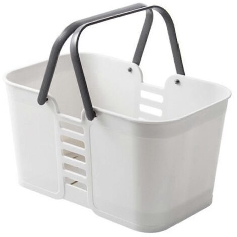 Panier de douche, panier de rangement avec poignées, panier de plage/piscine blanc (1/5)