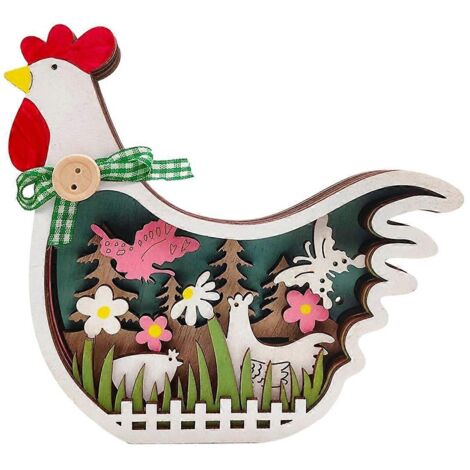 Décorations artisanales en bois - Poussins de Pâques - Blanc (1/5)