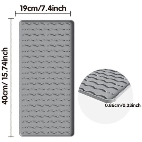 Tapis à café en silicone avec égouttoir amovible, facile à nettoyer - Gris (1/5)
