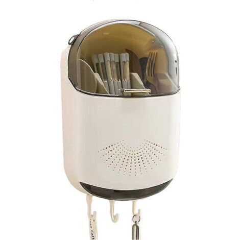 Boîte de rangement murale pour couverts de cuisine avec couvercle-- (1/5)