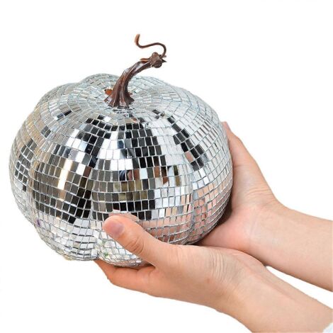 Boule disco argentée à miroir, boule disco en forme de citrouille, 20 cm (1/5)