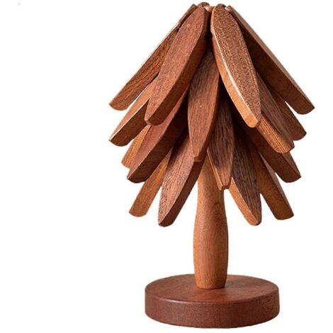 Dessous de plat en bois pour plats chauds, ensemble de dessous de plat en forme d'arbre -- (1/5)