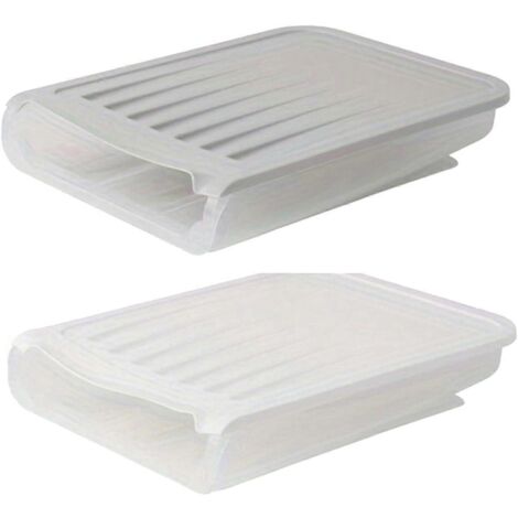 Boîte à œufs automatique à roulettes pour réfrigérateur, panier à œufs gris et blanc (1/5)