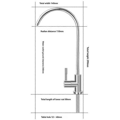Robinet d'évier de cuisine chromé 1/4 pouce pour eau potable par osmose inverse (1/5)