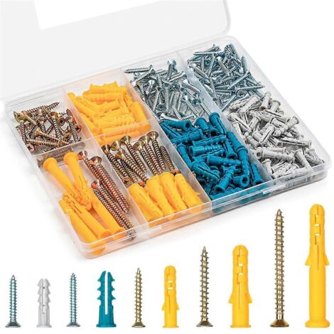 Kit d'assortiment de 270 chevilles et vis pour cloisons sèches, 135 chevilles murales (1/5)