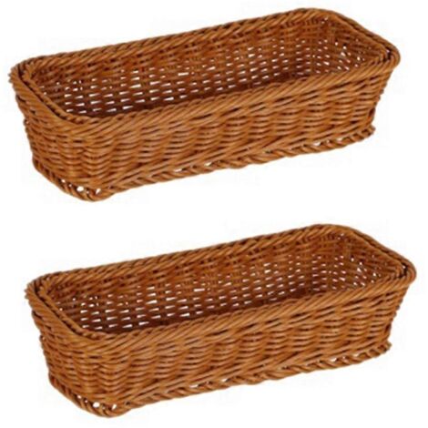 Panier tressé en rotin plastique pour ranger cuillères, fourchettes, couteaux et baguettes A-- (1/5)