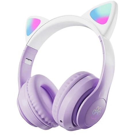 Casque sans fil avec éclairage LED dégradé chat mignon -- (1/5)