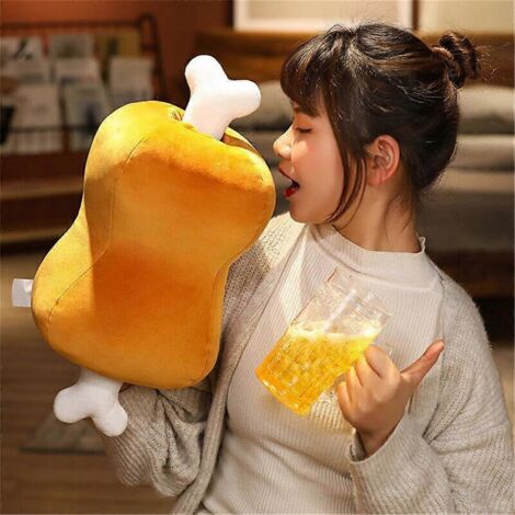 Coussin en forme d'os de viande, coussin de sieste amusant, jouet simulation de grosse cuisse de poulet -- (1/4)