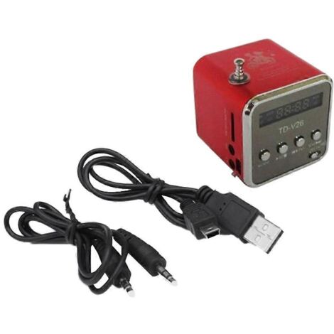Récepteur radio FM portable miniature numérique TD-V26 Rouge-- (1/5)