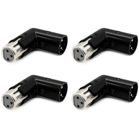 Adaptateur XLR coudé 3 broches mâle vers femelle XLR à 90 degrés (lot de 4) (1/5)