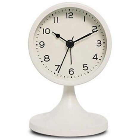 Réveil rond en métal de style nordique, horloge de table silencieuse, décoration intérieure B-- (1/5)