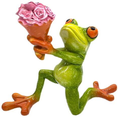 Décoration de Saint-Valentin : Grenouille fleurie en résine - Ornements artisanaux -- (1/5)