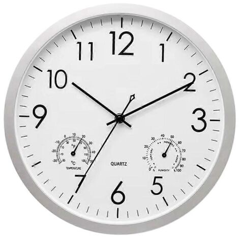 Horloge décorative avec thermomètre et hygromètre, grande horloge murale --- (1/5)
