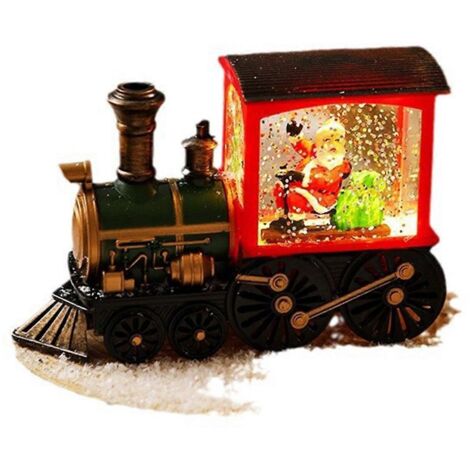Boule de cristal décorative, veilleuse LED, train, Père Noël peint -- (1/5)