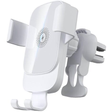 Chargeur de voiture sans fil blanc avec support pour téléphone, charge rapide 15 W. (1/5)