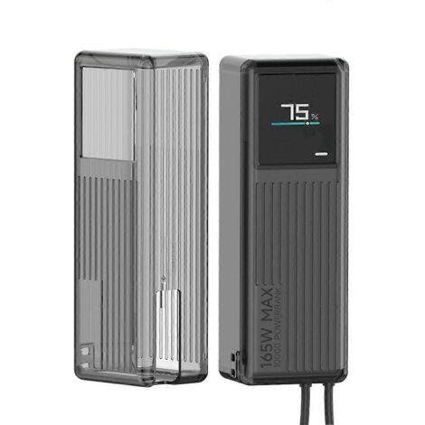 Étui en TPU transparent noir pour batterie externe 165 W 10 000 mAh (1/5)