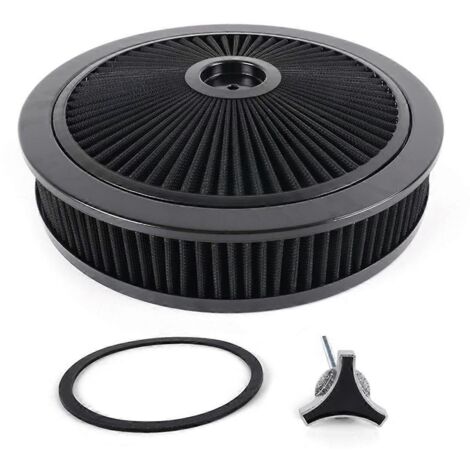 Filtre à air universel pour voiture, 14x3, haut débit, lavable, noir-- (1/5)