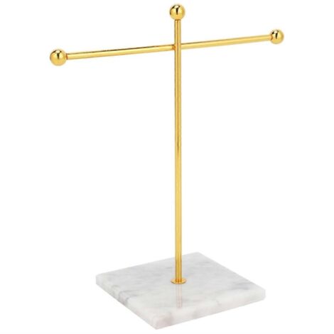 Socle en marbre en forme de T pour boucles d'oreilles, bagues, colliers, montres, étagère à bijoux A-- (1/5)
