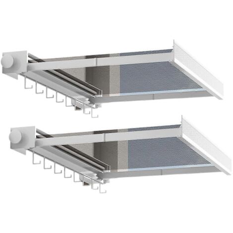 Étendoir à linge pliable, invisible et rétractable, sans perçage, blanc (1/5)