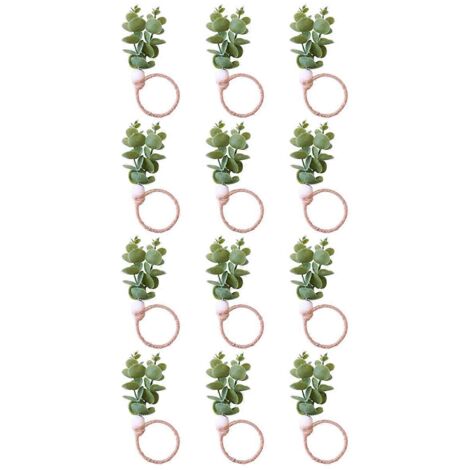 Lot de 12 ronds de serviette, ronds de serviette en forme de feuille d'eucalyptus (1/5)