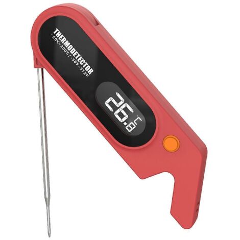 Thermomètre numérique rouge en acier inoxydable pour barbecue, aliments et viande (1/5)