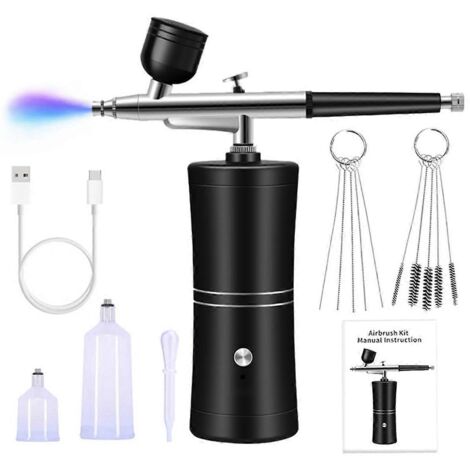 Kit aérographe avec compresseur rechargeable haute pression pour nail art --- (1/5)