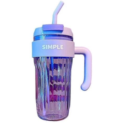 Tasse en plastique simple et pratique de grande capacité pour bureau de fille, violette --- (1/5)