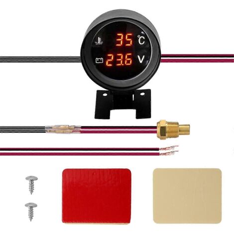 Jauge de température d'eau numérique ronde à LED pour voiture ou camion, capteur de température A-- (1/5)