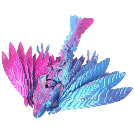 Dragon de cristal dynamique imprimé en 3D, dragon articulé, violet laser (1/5)