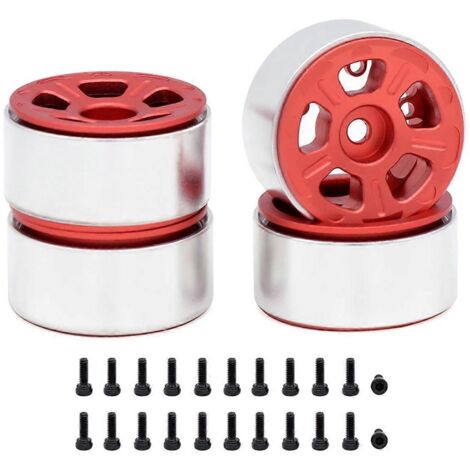 Jantes métalliques pour voitures RC Crawler 1/24 et 1/18, 5 rayons larges, rouges (1/5)