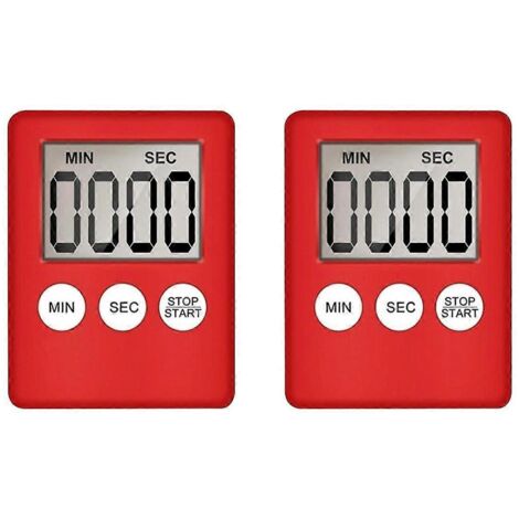 Minuteur de cuisine numérique, minuteur, minuteur à œufs, pour le travail, lot de 2 rouges-- (1/5)