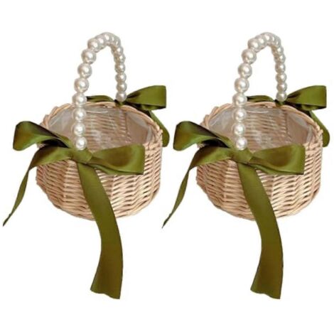 Panier à fleurs portatif en perles, panier en osier, panier à fleurs souvenir --- (1/5)