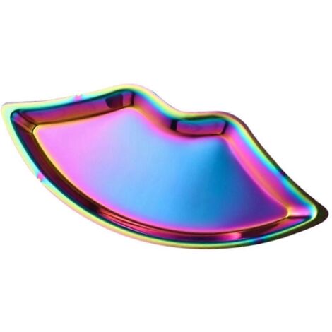 Plateau à bijoux en acier inoxydable en forme de lèvres, plateau métallique pour cosmétiques, C-- (1/5)