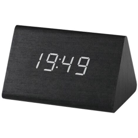 Horloge en bois multifonctionnelle à LED, réveil électronique, D-- (1/5)