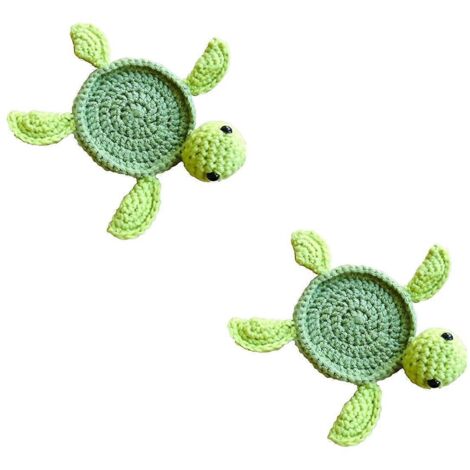 Dessous de verre en forme de tortue au crochet pour boissons-- (1/5)