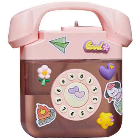 Bouteille d'eau créative en forme de téléphone rétro (rose) (1/5)