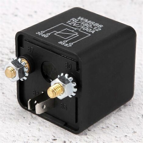 Relais de charge divisé robuste 12 V 100 A à 4 broches avec interrupteur marche/arrêt, noir (1/5)