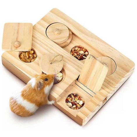 Jouets de recherche de nourriture pour cobayes 6 en 1 en bois pour cobayes-- (1/5)