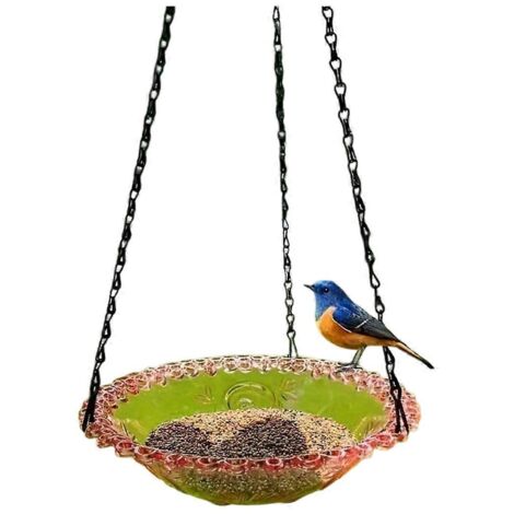 Mangeoire à oiseaux extérieure en métal rose à suspension explosive (1/5)