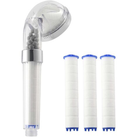 1 ensemble de pommeau de douche à main à ions négatifs avec 3 filtres-- (1/5)