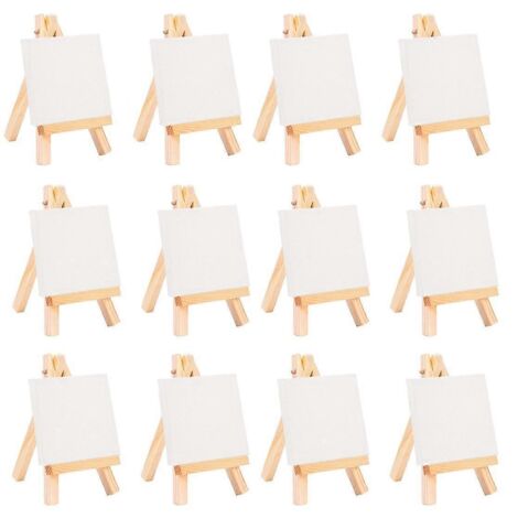 Ensemble de 12 mini chevalets d'artiste + mini toiles de 7,6 cm x 7,6 cm pour la peinture (1/5)