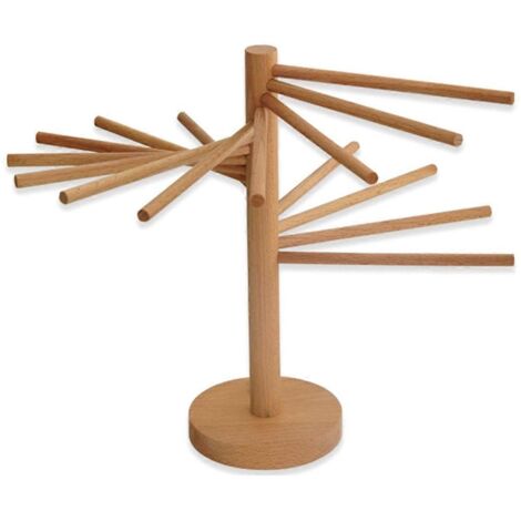 Séchoir à pâtes en bois, séchoir à spaghetti pliable-- (1/5)