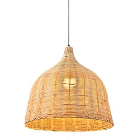 Abat-jour suspendus vintage en rotin pour la décoration de la salle à manger (M)-- (1/5)