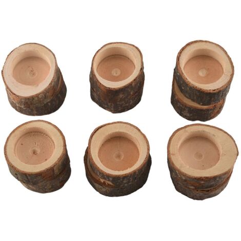 Lot de 12 bougeoirs en bois, pour décoration de table, mariage et intérieur. (1/5)