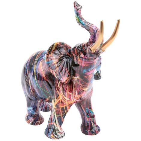 Sculpture d'éléphant en résine, graffiti peint, statue d'animal, décoration C-- (1/5)