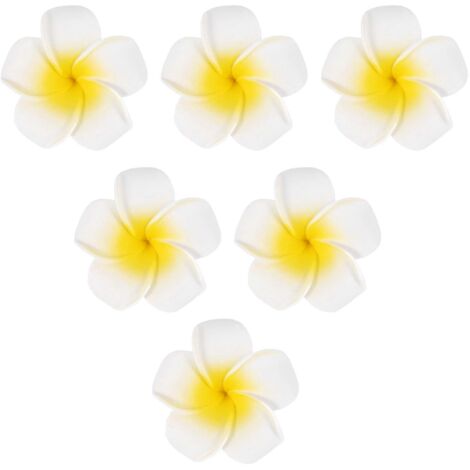100 fleurs artificielles de frangipanier hawaïen en mousse blanche -- (1/5)