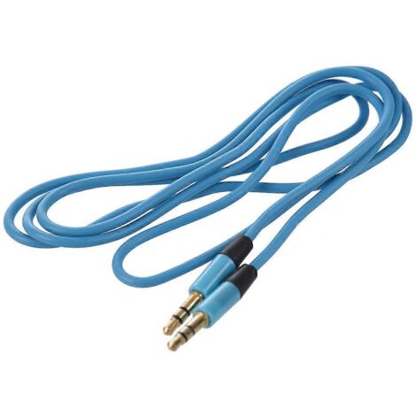 Câble audio stéréo auxiliaire mâle-mâle 3,5 mm (bleu) (1/3)