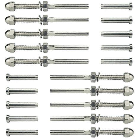 Raccord d'extrémité pour kit de garde-corps à câble avec boulon fileté et boule de pédale 0,32 cm-- (1/5)