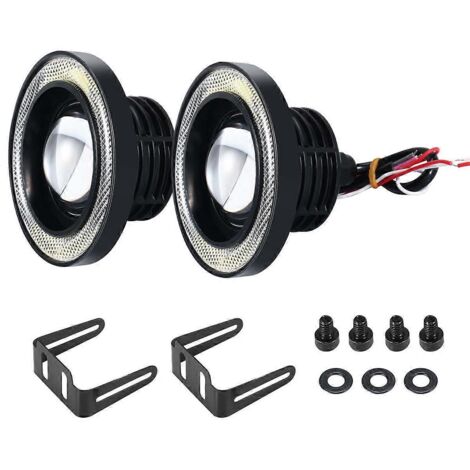 Lot de 2 phares antibrouillard universels pour voiture, 3,5 pouces, type œil d'ange, blancs. (1/5)